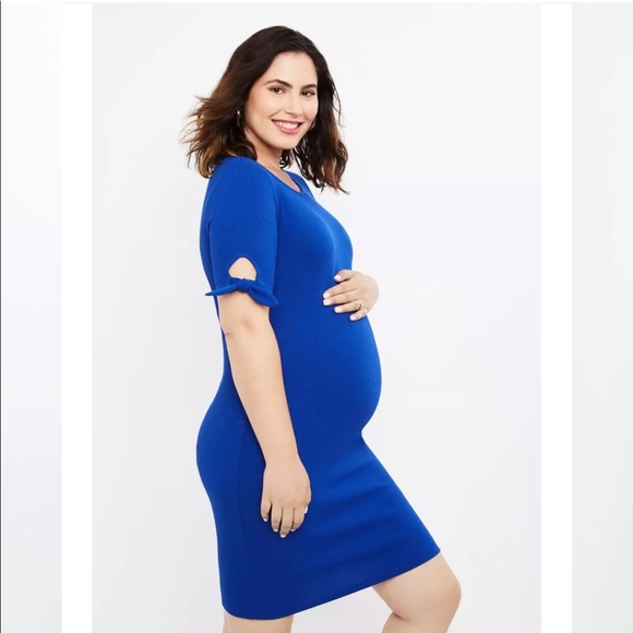 Motherhood Maternity TIE SLEEVE TEXTURED DRESS M - Picture 2 of 6